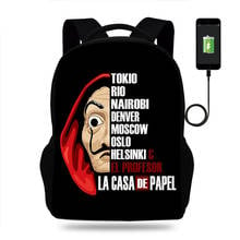 La Casa De Papel Money Heist House of Paper Backpack Teenager School Bags Children Knapsack Men Women USB Charging Travel Bags 2024 - buy cheap