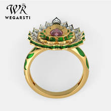 Wegarsti 925 jóias de prata anéis de ouro para mulheres aniversário círculo fogo anel tamanho 6-10 atacado fino jewlery presentes 2024 - compre barato