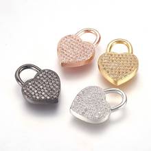 10pcs Brass Micro Pave Cubic Zirconia Heart Padlock Pendants  Mixed Color For DIY Necklace jewelry making Decor 2024 - buy cheap