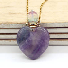 Trendy-beads Light Yellow Gold Color Perfume Bottle Pendant Natural Fluorite Stone Necklace Romantic Love Heart Jewelry 2024 - buy cheap