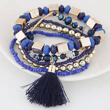 Yada pulseiras e braceletes femininas, braceletes de cristal com borlas, multicamadas, bt210020 2024 - compre barato
