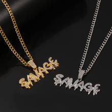 Explosion style Savage letter necklace and pendant Shiny ice-out chain necklace, Fashion  pendant letter necklace jewelry 2024 - buy cheap