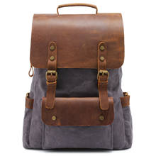 M352 Vintage Canvas Leather Laptop Backpack Male College School Bookbag Men Out Door Travel Casual Daypacks Waterproof Bagpack 2024 - buy cheap