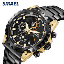 Smael-relógio modelo masculino de quartzo, aço inoxidável, cronógrafo, marca famosa de luxo, esportivo, à prova d'água, relógio de pulso 2024 - compre barato