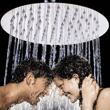 Chuveiro de chuveiro para banheiro, cabeça de chuveiro 8 10 desperdício cromado escovado redondo ultrafino em aço inoxidável pulverizador superior para parede ou teto 2024 - compre barato