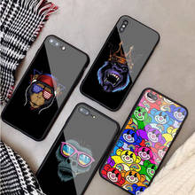 Capa de celular macaco de vidro temperado, capa protetora para iphone 12 11 pro max 5 6 7 8 x xs xr xs max 12pro max 2024 - compre barato