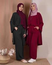 Three-pieces Abaya Turkish Kimono Tops Pants Muslim Dress Abayas Hijab Robe Fashion Dubai Caftan Kaftan Islam Clothing For Women 2024 - buy cheap