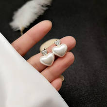 Korean Brand Sweet Cute Vintage Temperament Pearl Heart Bow Stud Earrings For Women Girls Fashion Charm Jewelry Gift LS1212 2024 - buy cheap