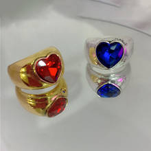 Vintage Red Crystal Rings For Women Metal Punk Cool Elegant Fashion Harajuku Rings Charms Y2K Jewelry 90s Aesthetic 2021 New 2024 - buy cheap