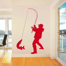 Adesivos de parede para pescador, decoração de parede para sala de estar, vinil, para janela interior da porta, arte decalques z750 2024 - compre barato
