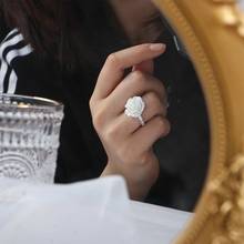 New Retro Resin Pearl Rings for Women Fashion Imitation Pearls Rose Flower Ring Female 2024 - buy cheap