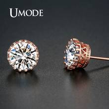 UMODE Round Clear Cubic Zirconia Stud Earrings Rose Gold Earrings Small Cute Wedding Engagement Fashion Jewelry Gifts UE0013A 2024 - buy cheap