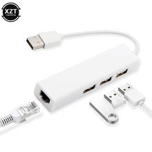 USB Ethernet con 3 puertos USB HUB 2,0 RJ45, tarjeta de red Lan, adaptador USB a Ethernet para Mac PC de 10/100 Mbps, con cable USB externo 2,0 2024 - compra barato