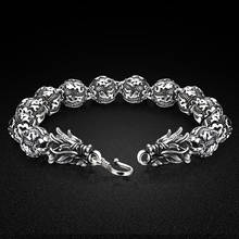 Vintage Men's 925 Thai Silver Bracelet-Chinese Dragon Bead Chain-Sterling Silver Bracelet 19-24cm Length-Christmas Gifts-bijoux 2024 - buy cheap
