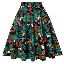 50s Plus size ladies swing skirt vintage toucan palm flower print school jupe femme womens skirts VD0020 2024 - buy cheap