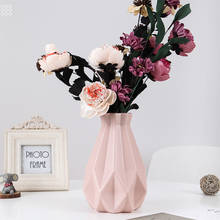 Origami vaso de plástico leitoso branco imitação cerâmica vaso de flores cesta flor vaso decoração nordic escritório em casa 2024 - compre barato