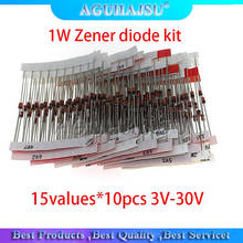 150 pces 1w zener diodo kit do-41 15 valores * 10 pces 3v-30v componente kit diy kit de tubo de pressão constante 2024 - compre barato