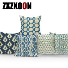 Funda de almohada cuadrada de estilo nórdico, cubierta de cojín de geometría simple para sofá, hogar, coche, decoración de sala de estar, color azul 2024 - compra barato