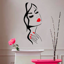 Beauty Salon Hairstyle Room Decoration Hand Girl Face Wall Sticker Nail Shop Decor Design Art Poster Mural Decals W49-1 2024 - buy cheap