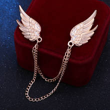 Broche de ala de Ángel de cristal para hombre y mujer, alfileres de solapa de cadena con borlas de Metal, ramillete de camisa, regalos, accesorios, nueva moda 2024 - compra barato