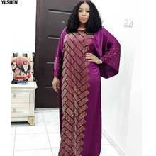 African Design Dashiki Dress Silk Diamond Abaya Bazin Vintage Long Maxi Dresses for Women Robe Femme ete Africa Gown Sexy Party 2024 - buy cheap