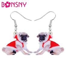 Bonsny-pendientes acrílicos de perro Pug para mujer, niña y niño, accesorio de joyería Animal colgante, regalo 2024 - compra barato
