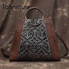 Johnature Vintage Large Capacity Luxury Handbags Women Bags 2022 New Handmade Embossing Cowhide Floral Shoulder & Crossbody Bags 2024 - buy cheap