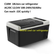 Refrigerador portátil para carro, 18l ac/dc12v24v, acampamento, piquenique ao ar livre, mini caixa refrigeradora com congelador profundo para viagem ou casa 2024 - compre barato