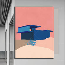 Poster Art Print Illustration – Kaufmann Desert House Palm Springs Blue - Rosé 2024 - buy cheap