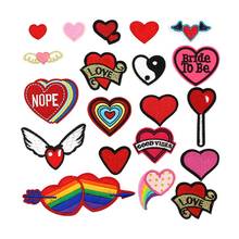 100pcs/lot Small Embroidery Patch Love Heart Rainbow Wing Shirt Dress Clothing Decoration Accessory Applique Iron Heat Transfer 2024 - buy cheap