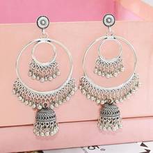 Gypsy Indian Women's bell Tassel Jhumka Earrings Antique Ethnic Color Alloy Big Circle Bell Drop Earring Fashion Jewelry 2024 - buy cheap