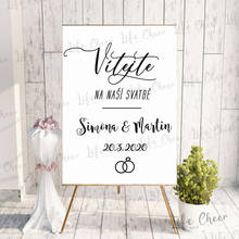 New Design Vítejte Wedding Sign Vinyl Murals Customized Names Date Wedding Mirror Sticker Welcome Board Decals Czech Pattern 2024 - buy cheap