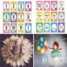 12 Pcs Month Card Baby Monthly Newborn Milestone Photo Sharing Cards Gift Set Funny Cartoon Photography Photo Cards Sticker 2024 - buy cheap