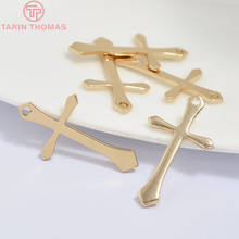 (1903)6PCS 25x14MM 24K Champagne Gold Color Plated Brass Crosses Charms Pendants High Quality Diy Jewelry Accessories 2024 - buy cheap