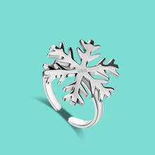 New Women's 925 Silver Ring Chic Snowflake Design Open Ring Fine Jewelry Cocktail Party Ring Gift 2024 - buy cheap