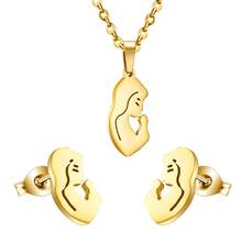 LUXUKISSKIDS Pendant Necklace Earrings Jewelry Set Women Wedding Dubai Stainless Steel Gold African Jewelry Sets Jewellery 2024 - buy cheap
