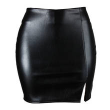 Falda de cintura alta para mujer, vestido de verano a la cadera, Falda corta Y2K de piel sintética con cremallera, Sexy, color negro, 2021 2024 - compra barato