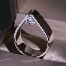 Anéis de Prata de moda para As Mulheres Gota de Água Zircon Anel Declaração Geométrica Jóias Partido Anel anel masculino bague homme 2024 - compre barato