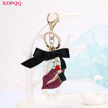 XDPQQ fashion jewelry lips keychain black bow fabric collocation keychain accessories ladies bag pendant decorative souvenirs 2024 - buy cheap