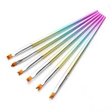 6Pcs Colorful Handle Manicure Tool Nail Art Painting Pen DIY Drawing Brush Set 2024 - buy cheap