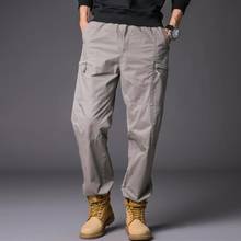 5XL осень зима брюки мужские повседневные брюки прямые свободные брюки-карго мужские хлопковые комбинезоны с высокой талией мужские модные брюки 2024 - купить недорого