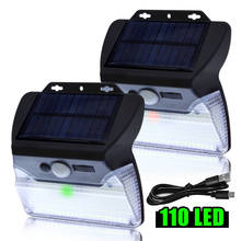 Solar Lights 110 LED Motion Sensor Wall LampOutdoor Waterproof IP65 Usb Batteries Powered Light Garden Pathway Yard Fence Street 2024 - buy cheap