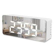 Despertador espelhado com led, despertador de mesa com soneca digital, luz de despertar, tempo de temperatura grande, visor eletrônico, decoração de casa 2024 - compre barato