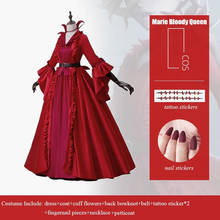 Vestido vermelho com estilo europeu da identidade v, fantasia de festa feminina para halloween e cosplay 2024 - compre barato