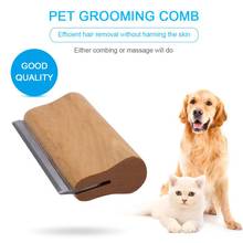 Pet Hair Removal Comb Solid Wood Handle Stainless Steel Edges Dog Grooming Comb Hair Deshedding Comb Brush For Cat Dog 2024 - buy cheap