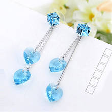 2020 New Long Tassel Dangle Earrings for Women Romantic Heart Crystals from Swarovski Wedding Drop Earing Fashion Jewelry Gifts 2024 - buy cheap