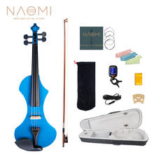 19-Kit de violín eléctrico profesional 4/4, cuerpo de madera maciza con arco de madera de Brasil, colofonia, funda, bolsa, sintonizador, cuerdas, Puente y Cable de Audio 2024 - compra barato