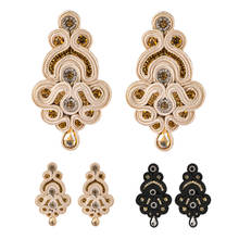 KpacoTa Unique Design Handmade Soutache earrings Crystal jewelry Ethnic boho women large drop earring black beige colour Gold 2024 - buy cheap