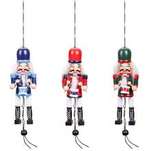 12CM Wooden Nutcracker Soldier Christmas Decoration 3pc/set Pull Line Figurine Christmas Tree Pendant New Year Gift Toys 2024 - buy cheap