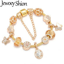 Jewoey Shion European Style Gold Color Charm Bracelets With Cute Crystal Butterfly DIY Brand Bracelet For Women Jewelry Gift 2024 - buy cheap